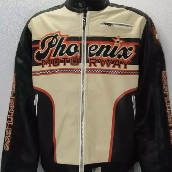 Watson Men’s “Phoenix” Moto Jacket – Cream/Black